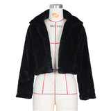 Casual Women Faux Fur Coats Long Sleeve Furry Cropped Jacket