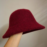 Autumn Winter Wool Bucket Hat Women Fashion Vintage Fisherman Hats