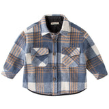 Fashion Baby Girl Boy Plaid Shirt Jacket Cotton Child Shirt Thick Wool Loose Outfit Winter Spring Fall Baby Casual