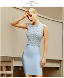 New Summer Tank Sleeveless Women's Bodycon Bandage Dress Sexy Lace Beading Celebrity Club Evening Runway Party Dress