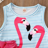 0-4 years Flamingo Kid Baby Girl Bikini Swimwear Bodysuit Sleeveless Print Animal