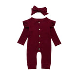 Baby Spring Autumn Clothing Newborn Baby Girl Boy Ribbed Clothes Knitted Cotton Romper Jumpsuit Solid 2PCS Outfits