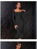 New Autumn Winter Women Apricot Bodycon Bandage Dress Sexy Mermaid Long Sleeve Lady Club Celebrity Runway Party Dress