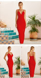 New Summer Women White Bodycon Bandage Dress Sexy V Neck Spaghetti Strap Club Celebrity Evening Runway Party Long Dresses