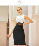 New Summer Tank Bodycon Club Bandage Dress Women Sexy Sleeveless Black Lace Midi Celebrity Evening Runway Party Dress