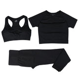 Yoga Set Workout Shirts Sport Pants Bra Gym Clothing Short Crop Top High Waist Running Leggings Sports Set