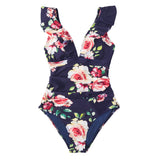 Ruffled One-piece Swimsuit Women Sexy Lace Up Monokini Swimwear