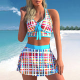 Two Pieces Swimsuit Women With Skirt High Waist Swimwear Female Push Up Bathing Suit