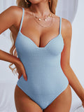 Sexy One Piece Swimsuit Women Push Up Swimwear Female Thong Monokini Solid Backless Bathing Suit