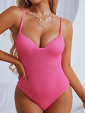 Sexy One Piece Swimsuit Women Push Up Swimwear Female Thong Monokini Solid Backless Bathing Suit