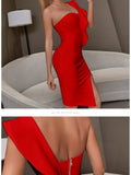 New Summer Women Bandage Dress Sexy One Shoulder Ruffles Bodycon Club Dresses Vestidos Celebrity Evening Party Dress