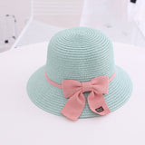 New Children Straw Hats Leisure Ribbon Bow Hat Outdoors Anti-UV Sun Hat For Girls