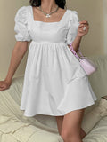 Summer Dress Summer Fashion White Elegant Puff Sleeve Backless Party Beach Dress Vacation Casual