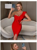 New Summer Women Bandage Dress Sexy One Shoulder Ruffles Bodycon Club Dresses Vestidos Celebrity Evening Party Dress