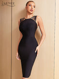 New Summer Women's Midi Bodycon Bandage Dress Sexy Sleeveless Black Celebrity Evening Night Club Party Lady Dress Vestidos