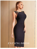 New Summer Women's Midi Bodycon Bandage Dress Sexy Sleeveless Black Celebrity Evening Night Club Party Lady Dress Vestidos