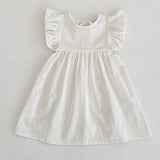 Baby Girl Clothes Summer Solid Baby Girls Dress Toddler Kids Girl Casual Dress Cotton Linen Sleeveless Princess Dress