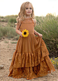 Princess Girls Lace Cotton Long Dresses Baby Kids Flower Girl Wedding Birthday Party