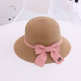 New Children Straw Hats Leisure Ribbon Bow Hat Outdoors Anti-UV Sun Hat For Girls