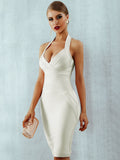 New Summer Women Bandage Dress 2022 Sexy Halter Backless Sleeveless Bodycon Clubwear Celebrity Evening Runway Party Dress