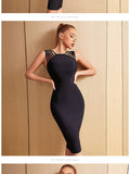 New Summer Women's Midi Bodycon Bandage Dress Sexy Sleeveless Black Celebrity Evening Night Club Party Lady Dress Vestidos