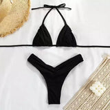 Sexy Micro Bikinis Women Halter Brazilian Bikini Set Female Pleated Swimsuit New Triangle Swimwear Beach Wear Bathing Suit