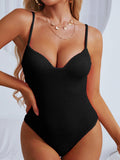 Sexy One Piece Swimsuit Women Push Up Swimwear Female Thong Monokini Solid Backless Bathing Suit