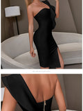 New Summer Women Bandage Dress Sexy One Shoulder Ruffles Bodycon Club Dresses Vestidos Celebrity Evening Party Dress