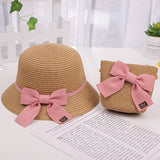 New Children Straw Hats Leisure Ribbon Bow Hat Outdoors Anti-UV Sun Hat For Girls