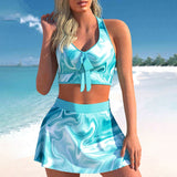 Two Pieces Swimsuit Women With Skirt High Waist Swimwear Female Push Up Bathing Suit