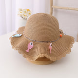 New Children Straw Hats Leisure Ribbon Bow Hat Outdoors Anti-UV Sun Hat For Girls