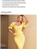 New Summer Women Bandage Dress Sexy Short Puff Sleeve Elegant Ruffles Evening Club Celebrity Party Midi Bodycon Dress