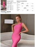 One Shoulder Elegant Bodycon Bandage Dress For Women New Summer Sexy Sleeveless Celebrity Evening Club Party Dress Outfits