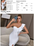 New Summer Women Bandage Dress Sexy One Shoulder Ruffles Bodycon Club Dresses Vestidos Celebrity Evening Party Dress