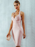 New Summer Women Bandage Dress 2022 Sexy Halter Backless Sleeveless Bodycon Clubwear Celebrity Evening Runway Party Dress