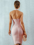 New Summer Women Bandage Dress 2022 Sexy Halter Backless Sleeveless Bodycon Clubwear Celebrity Evening Runway Party Dress