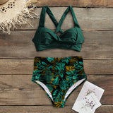 Sexy High Waist Bikinis New Halter Swimwear Women Swimsuit Female Bikini Set Print