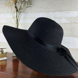 New Simple Foldable Wide Brim Floppy Girls Straw Hat Sun Hat