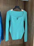 Square Collar Long Sleeve Woman Sweaters Knitted Pullover Women Spring Autumn Sweater Winter Tops