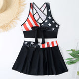 Two Pieces Swimsuit Women With Skirt High Waist Swimwear Female Push Up Bathing Suit