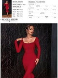 New Autumn Winter Women Apricot Bodycon Bandage Dress Sexy Mermaid Long Sleeve Lady Club Celebrity Runway Party Dress