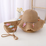 New Children Straw Hats Leisure Ribbon Bow Hat Outdoors Anti-UV Sun Hat For Girls