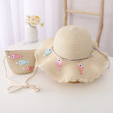 New Children Straw Hats Leisure Ribbon Bow Hat Outdoors Anti-UV Sun Hat For Girls