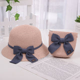 New Children Straw Hats Leisure Ribbon Bow Hat Outdoors Anti-UV Sun Hat For Girls