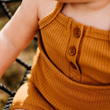 Baby waffle set clothing summer Sling clothes set suit pajamas cotton bodysuit