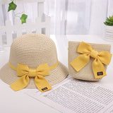 New Children Straw Hats Leisure Ribbon Bow Hat Outdoors Anti-UV Sun Hat For Girls