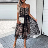 Summer Elegant Corset Dress For Women Off Shoulder Lace Prom Dress