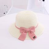 New Children Straw Hats Leisure Ribbon Bow Hat Outdoors Anti-UV Sun Hat For Girls