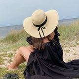 New Simple Foldable Wide Brim Floppy Girls Straw Hat Sun Hat