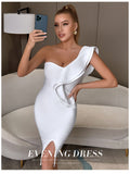 New Summer Women Bandage Dress Sexy One Shoulder Ruffles Bodycon Club Dresses Vestidos Celebrity Evening Party Dress